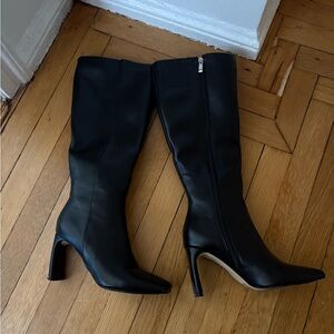 Princess Polly Square Toe Boots Size 6 Black